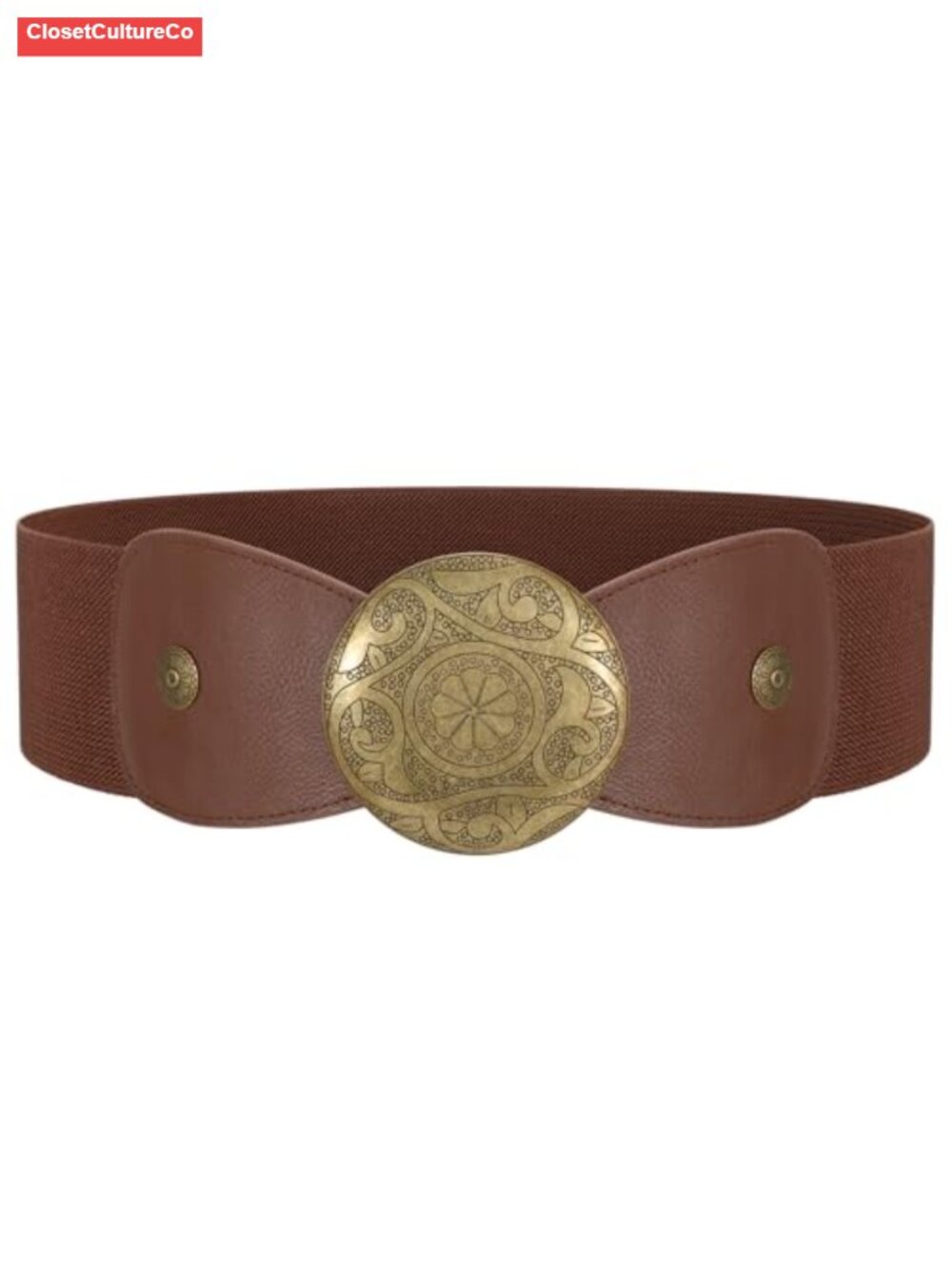 Women Wide Elastic Western Buckle Belt Stretchy Waist Belt for Dress